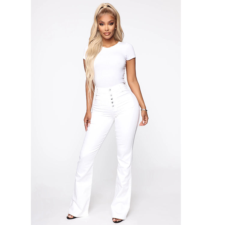 Women Jeans Clinch Patch Pocket Washed Trousers Jeans - ALZO