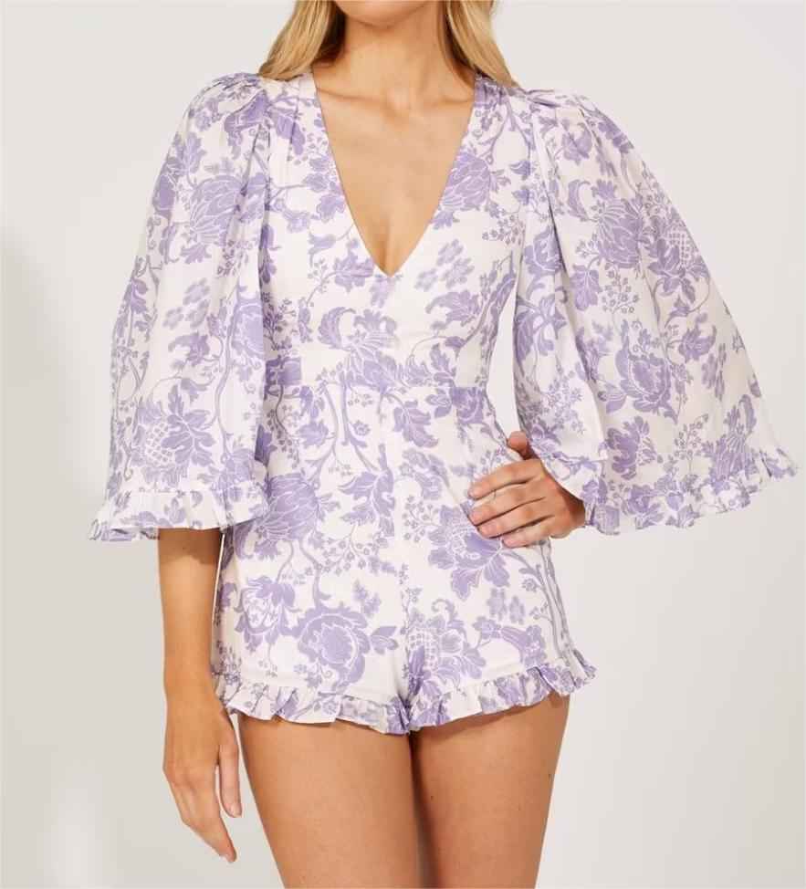Early Spring V neck Lace up Waist Controlled Slimming Casual Romper