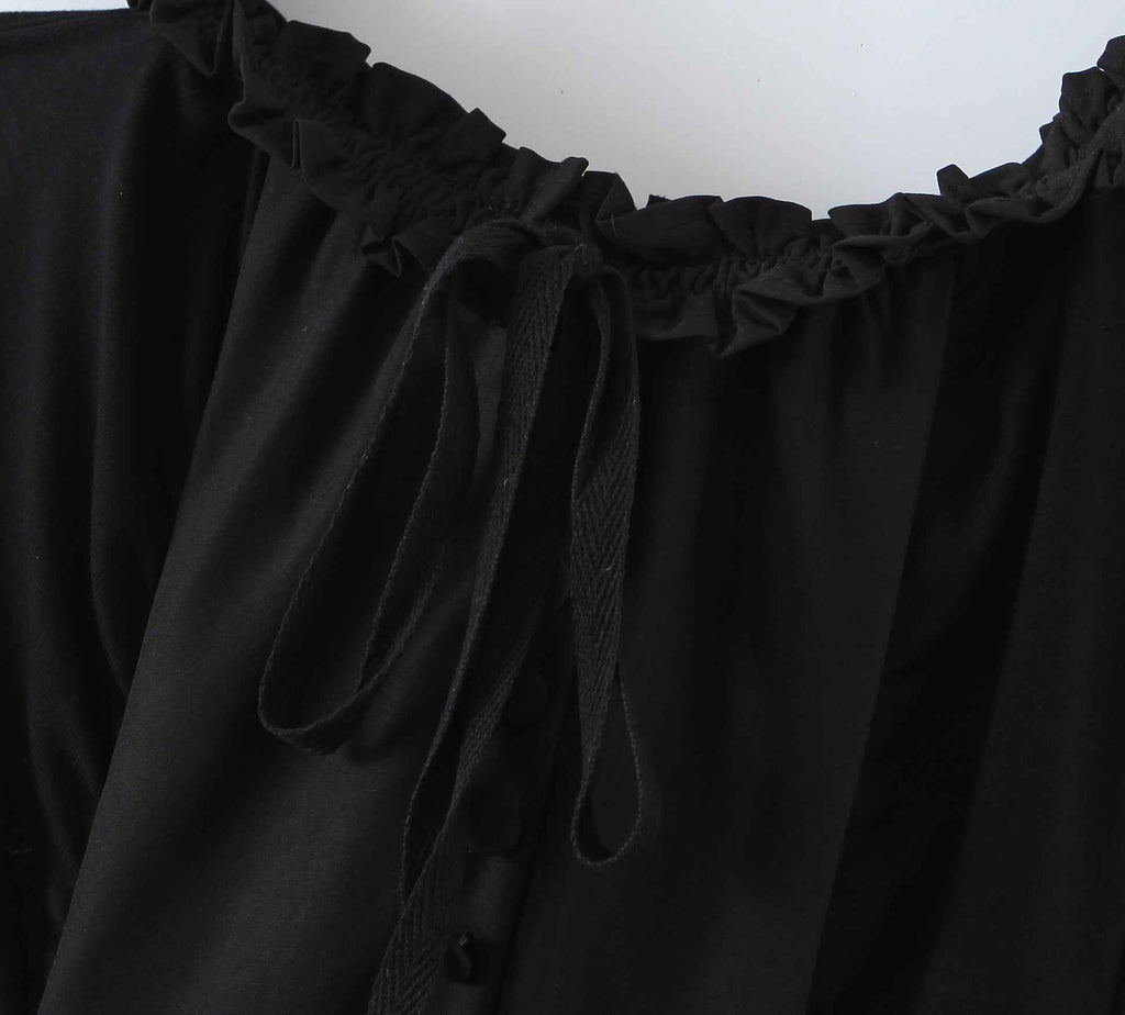Women Stitching Wooden Ear Strapless Black Slimming Camisole Layer Dress Crisscross