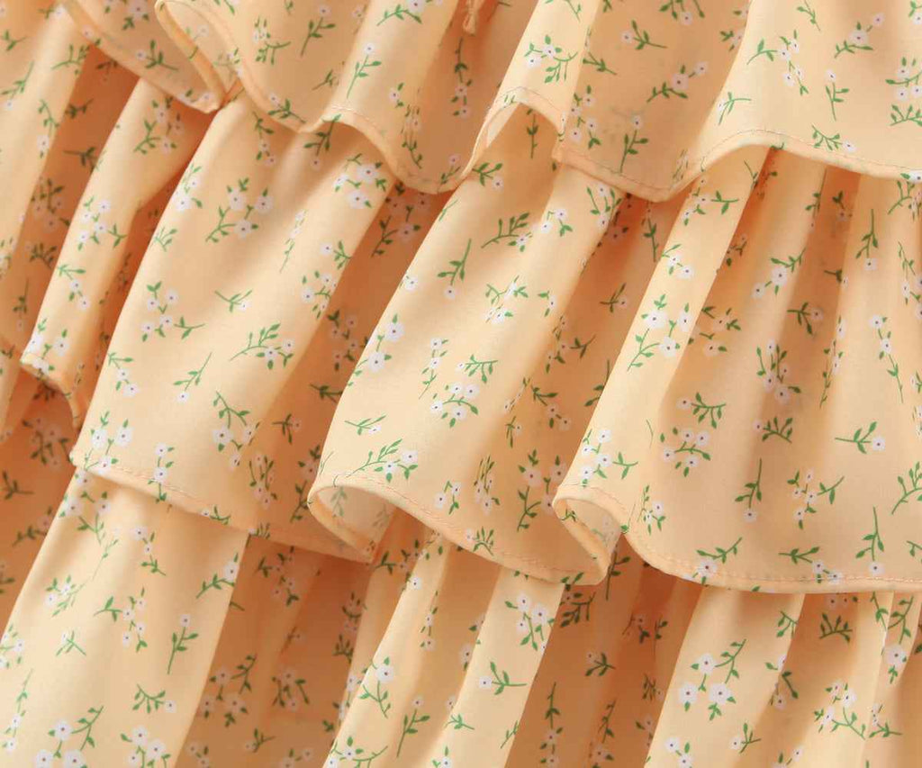 Summer Women Clothing off Neck Ruffled Dress Vacation Fresh Printed Short