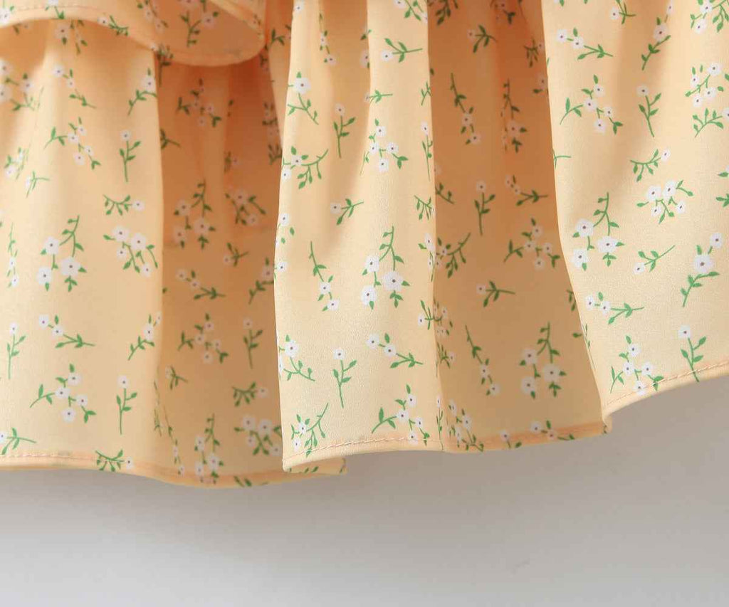 Summer Women Clothing off Neck Ruffled Dress Vacation Fresh Printed Short