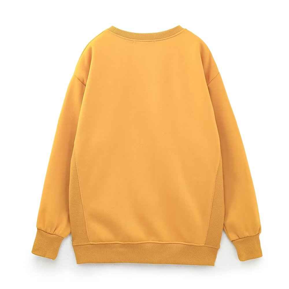 Spring Women Clothing Round Collar in Yellow Printed Loose Letter Graphic Sweatshirt Women
