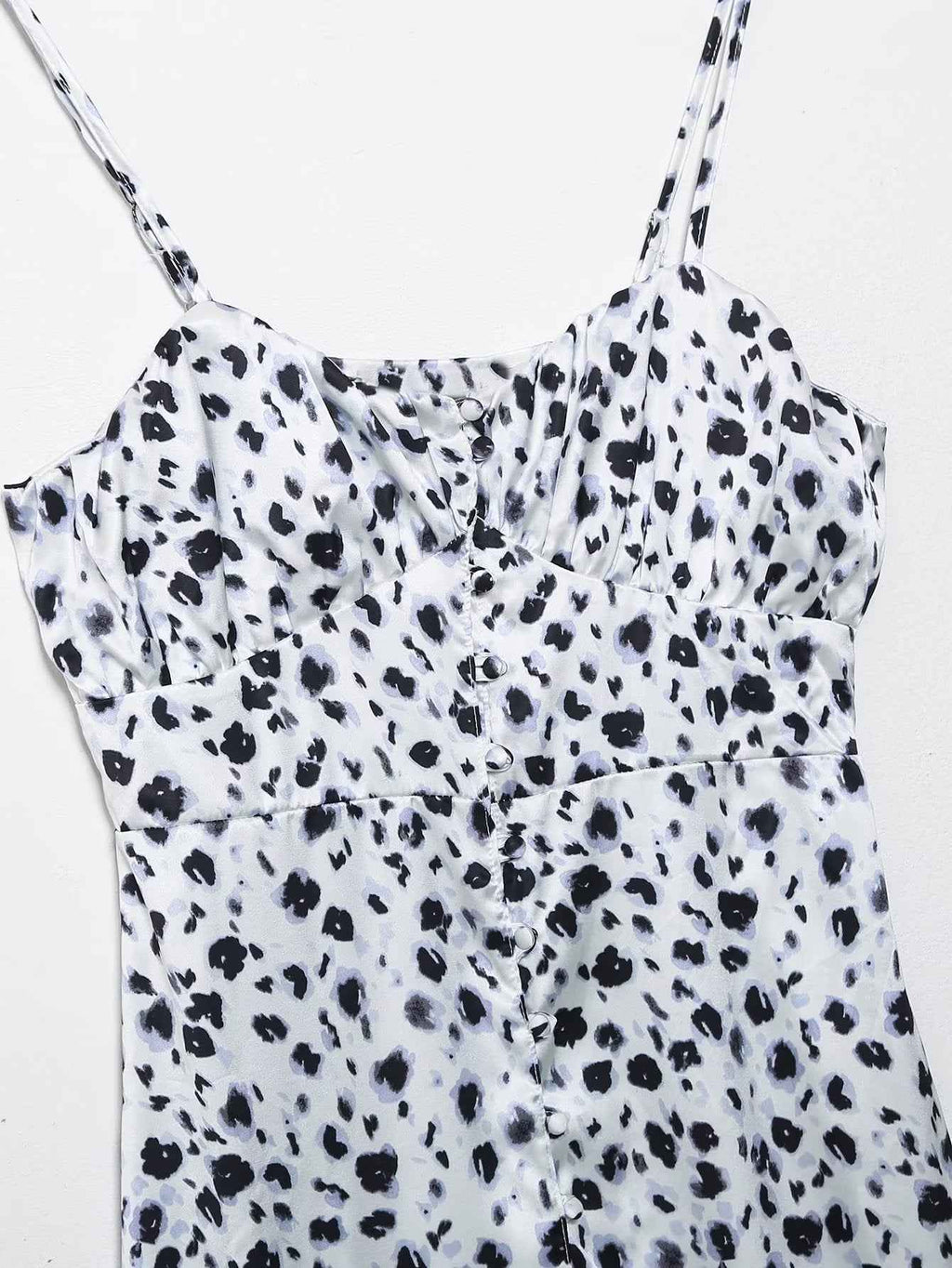 Fall Women Clothing French V neck Breasted Animal Print Midi Dress Cami Dress