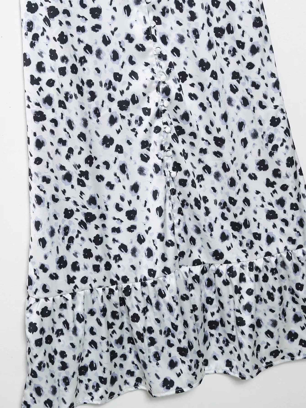 Fall Women Clothing French V neck Breasted Animal Print Midi Dress Cami Dress
