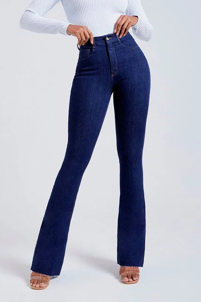 Slim Stretch Shaping Bell Bottom Pants Women Jeans - ALZO