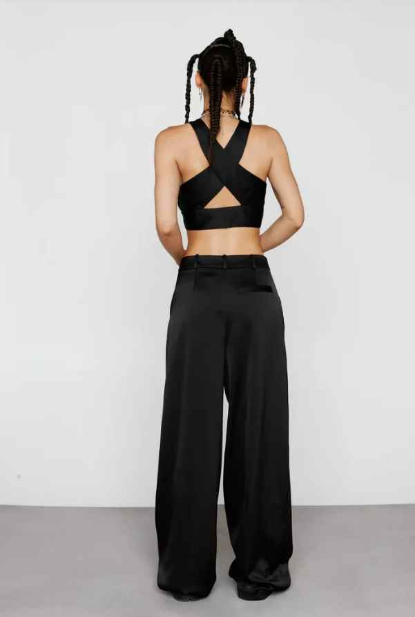 Fall Women Clothing Sexy Sexy Bandeau Camisole High Waist Straight Loose Wide Leg Pants Suit