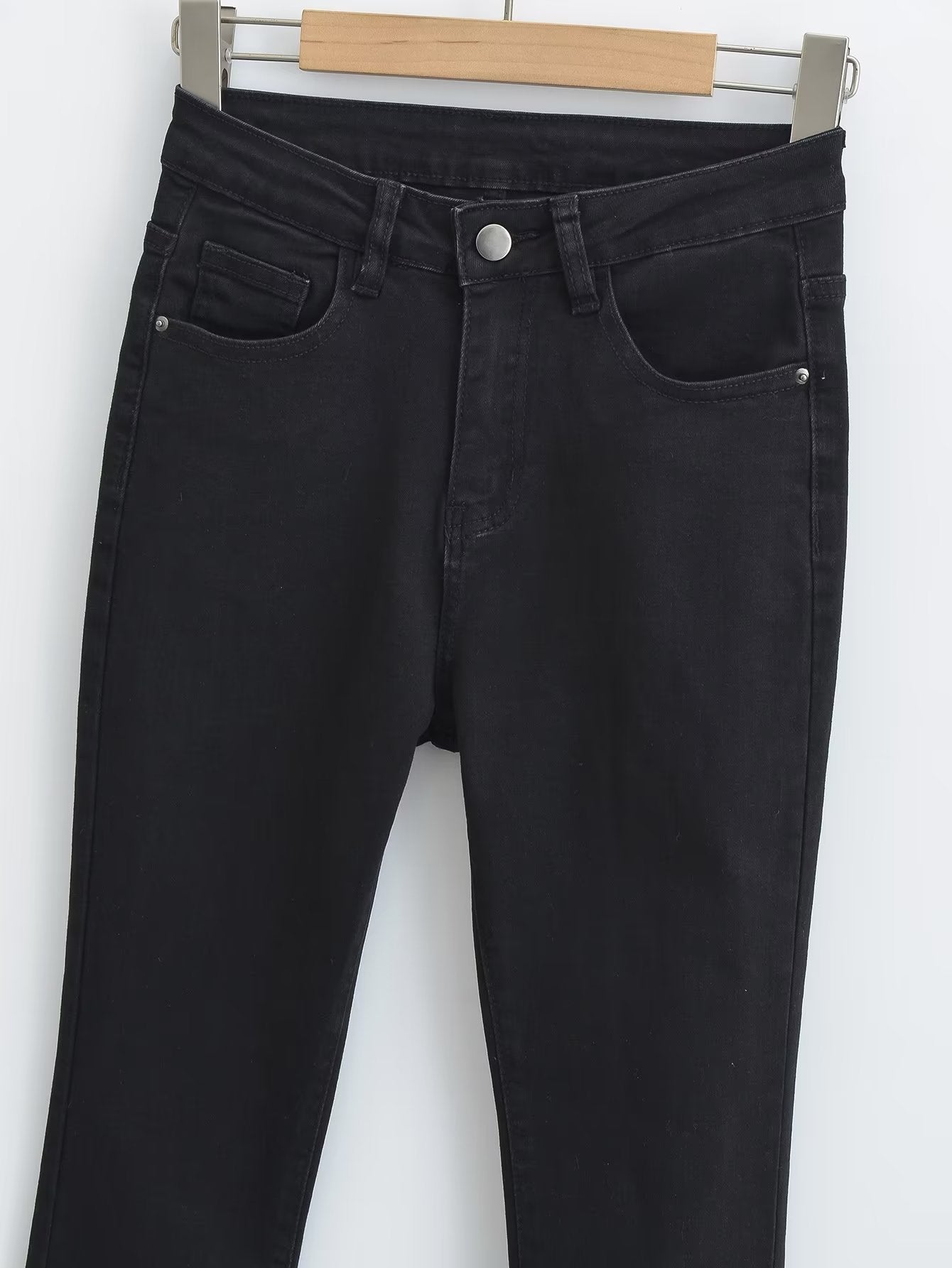 Spring Elegant Black Slit Pants Retro High Waist Slimming Skinny Jeans Women - ALZO