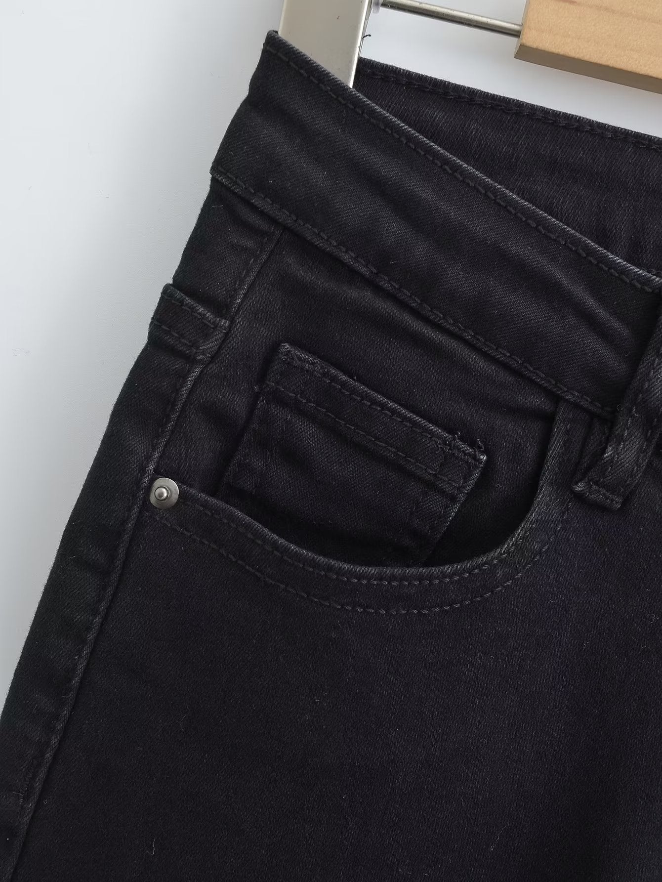 Spring Elegant Black Slit Pants Retro High Waist Slimming Skinny Jeans Women - ALZO