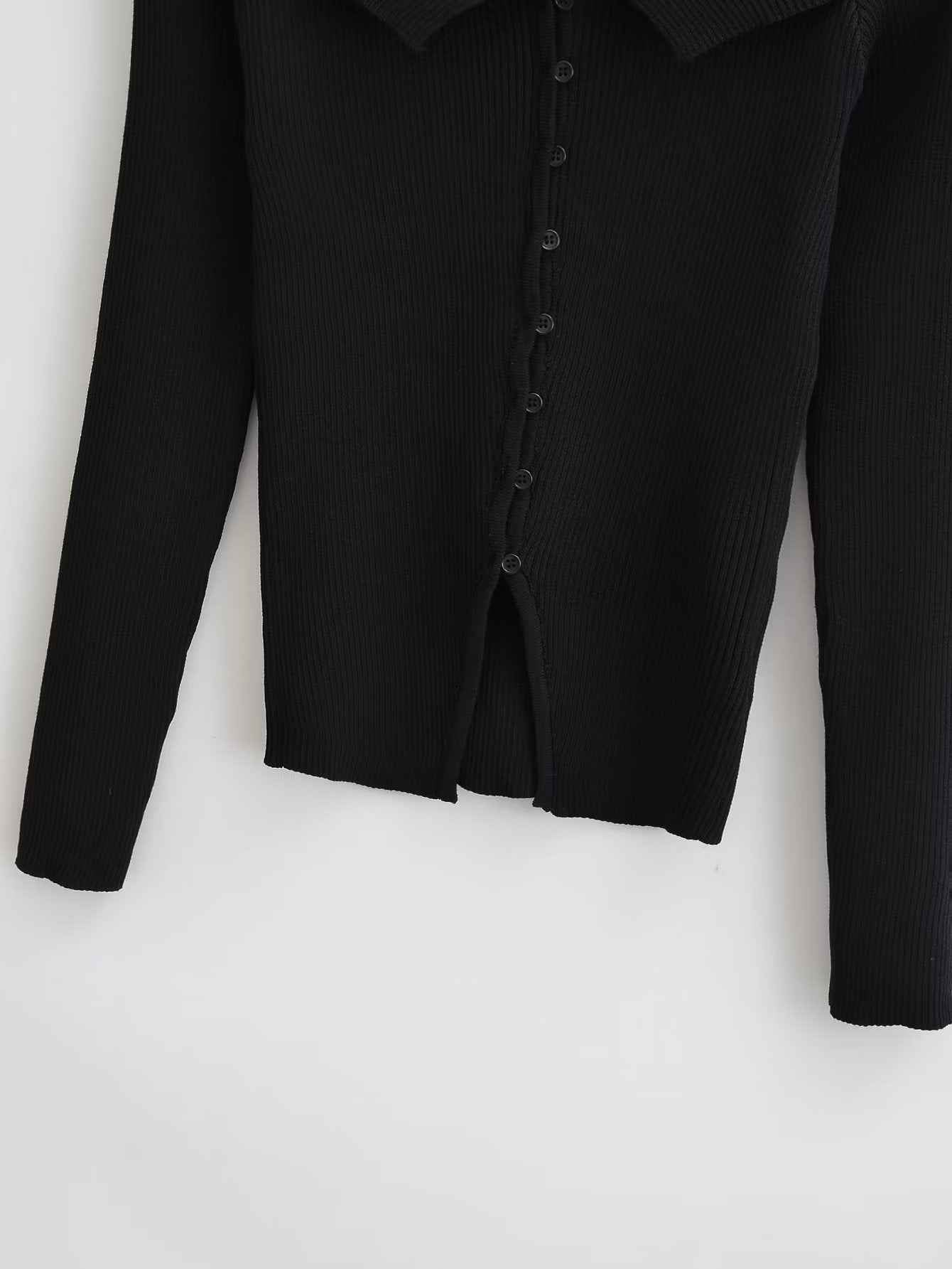 Autumn Sexy Faux Two Piece Long Sleeve Knitted T shirt Women