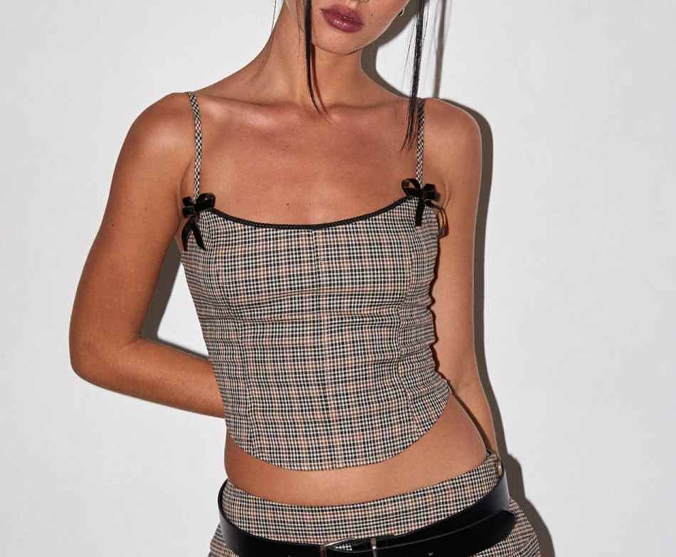 Autumn Casual Lace up Girdle Bow Suspenders Small Top