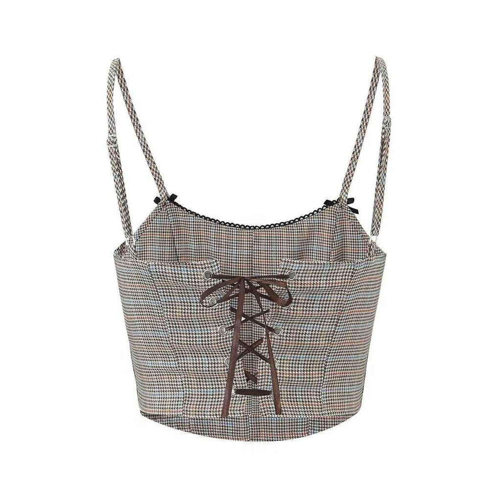 Autumn Casual Lace up Girdle Bow Suspenders Small Top