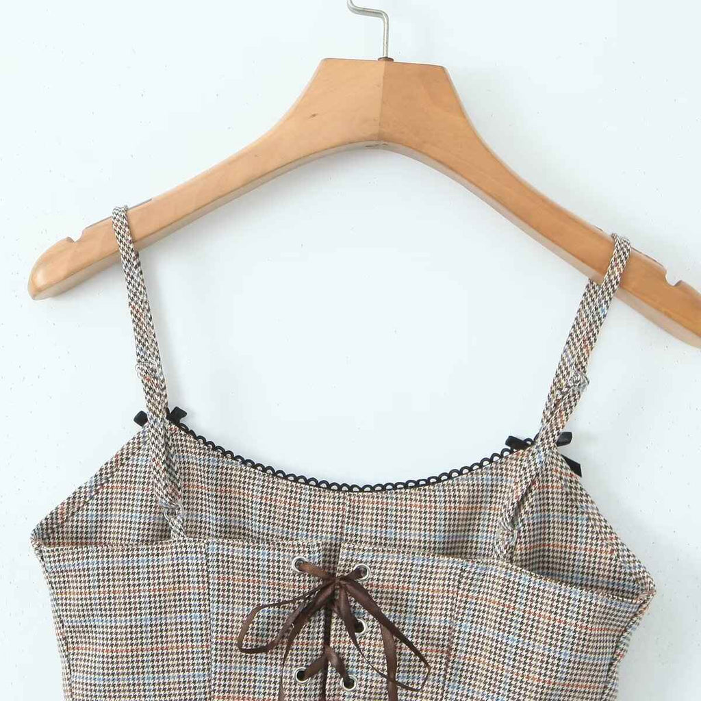 Autumn Casual Lace up Girdle Bow Suspenders Small Top