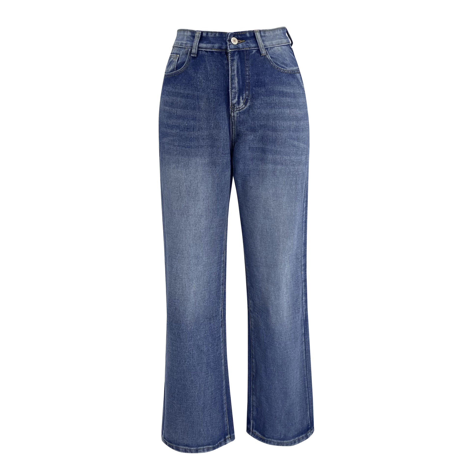 Jeans Women Washed High Waist Wide Leg Pants - ALZO