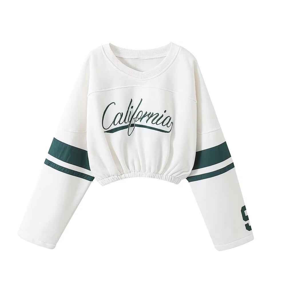 Winter Women Clothing Casual Hong Kong Short Text Sweatshirt Top