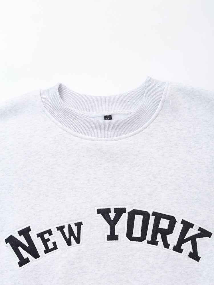 Spring Women Embroidered Flannel round Neck Sweatshirt for Women