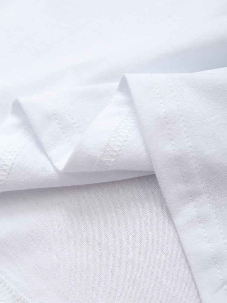 Spring Women Clothing Casual Chest Rendering Simple White T shirt