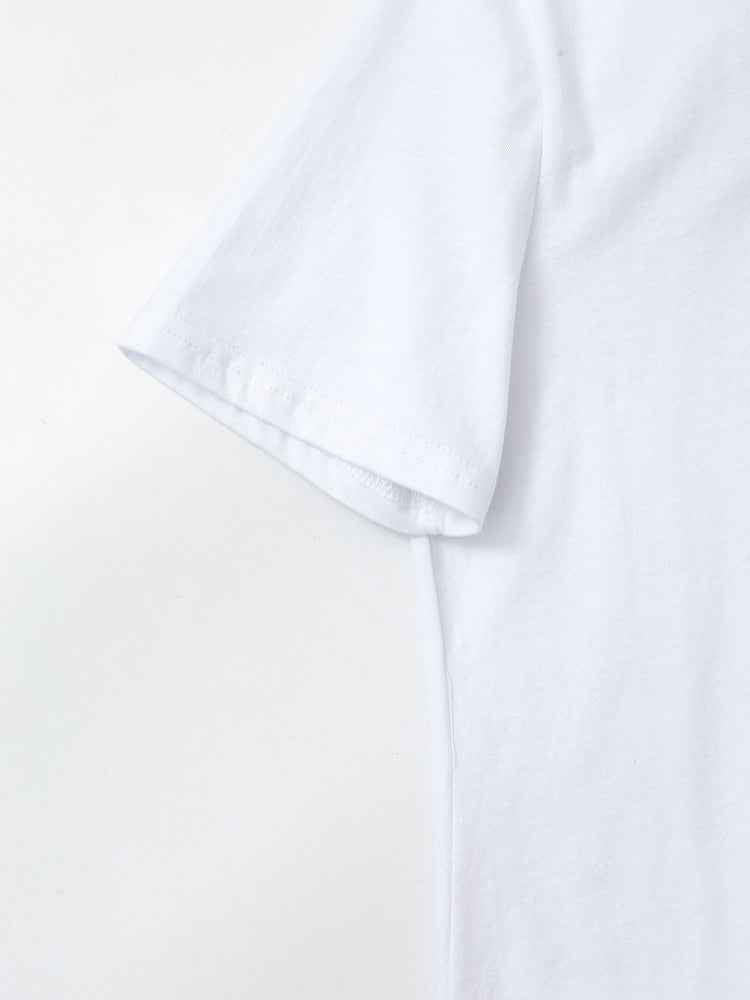 Spring Women Clothing Casual Chest Rendering Simple White T shirt