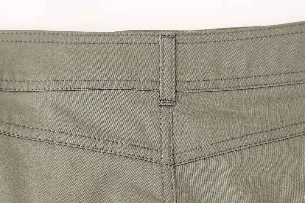 Women Clothing Slim Army Green Pleated Skirt