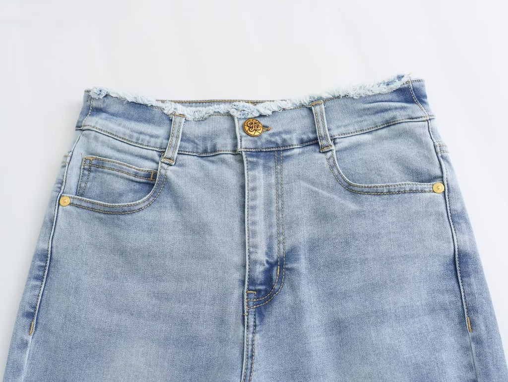 Spring Women Clothing Casual Retro Bell Bottom Pants Jeans Trousers - ALZO
