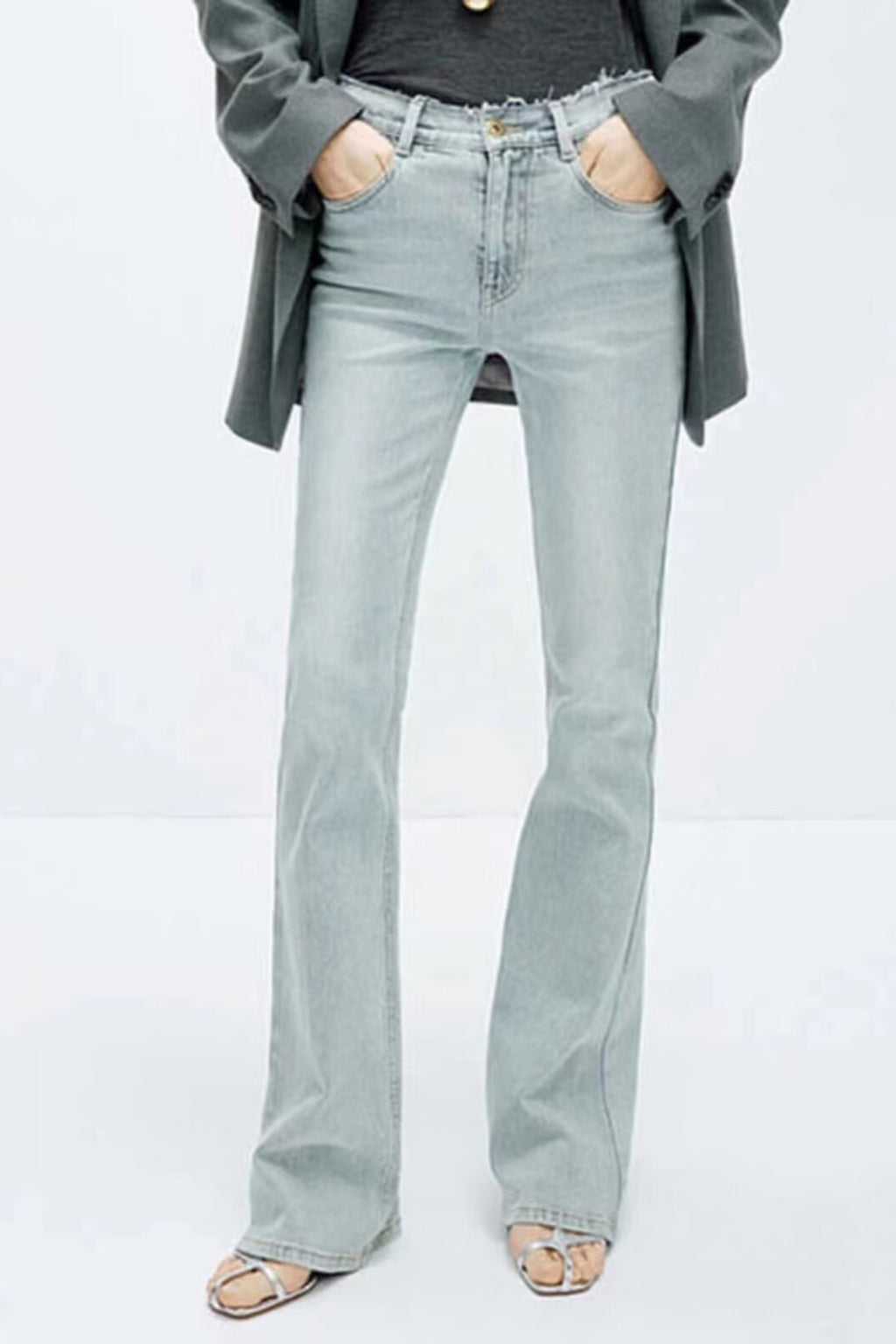Spring Women Clothing Casual Retro Bell Bottom Pants Jeans Trousers - ALZO