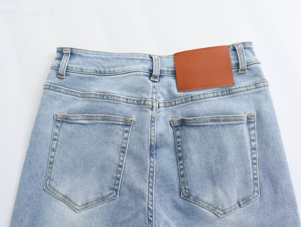 Spring Women Clothing Casual Retro Bell Bottom Pants Jeans Trousers - ALZO