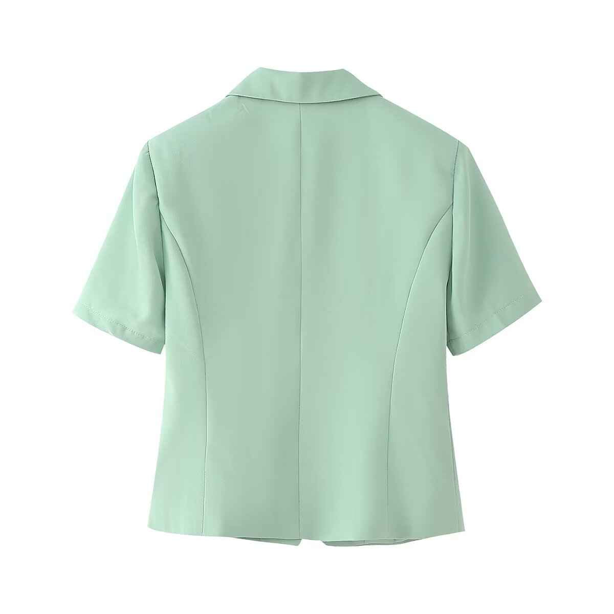 Collared Single Breasted Short Sleeve Top High Waist Pleated Skirt Set