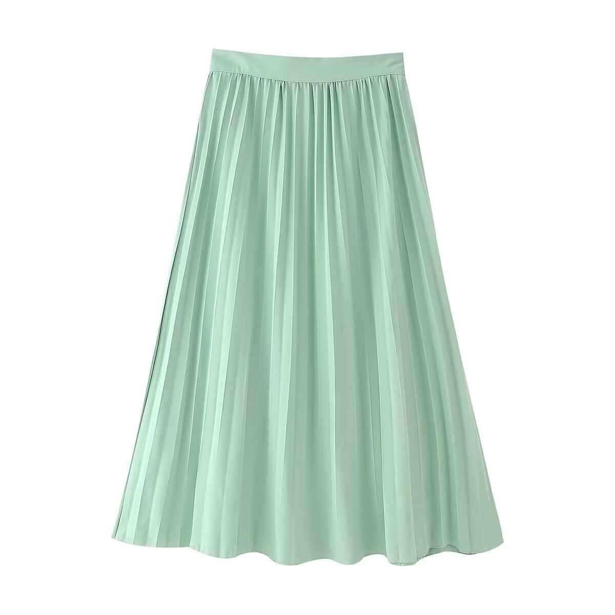 Collared Single Breasted Short Sleeve Top High Waist Pleated Skirt Set