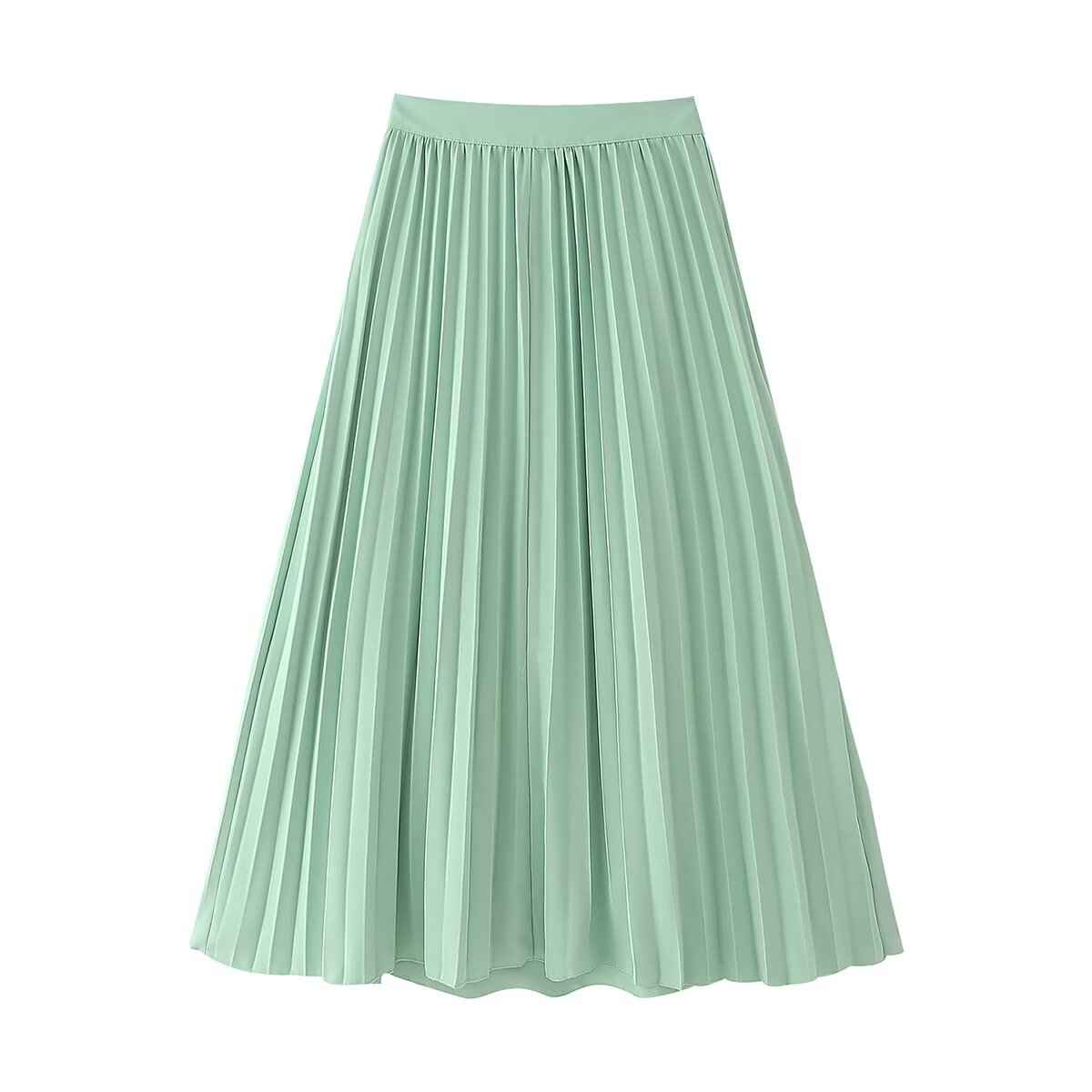 Collared Single Breasted Short Sleeve Top High Waist Pleated Skirt Set