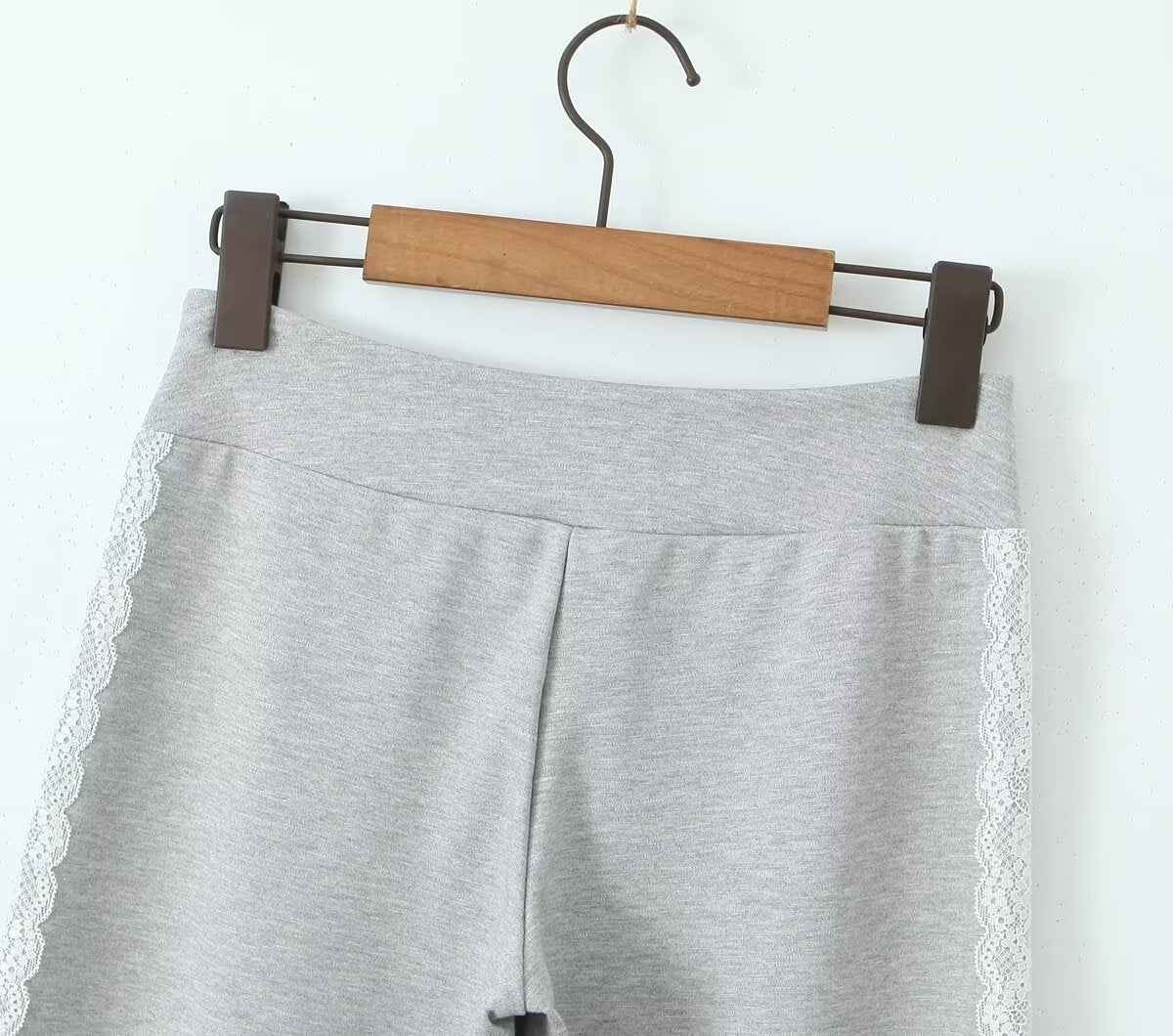 Sweet Spicy Design Lace Edge Stitching Straight Casual Pants Summer Low Waist Slim Wide Leg Pants for Women