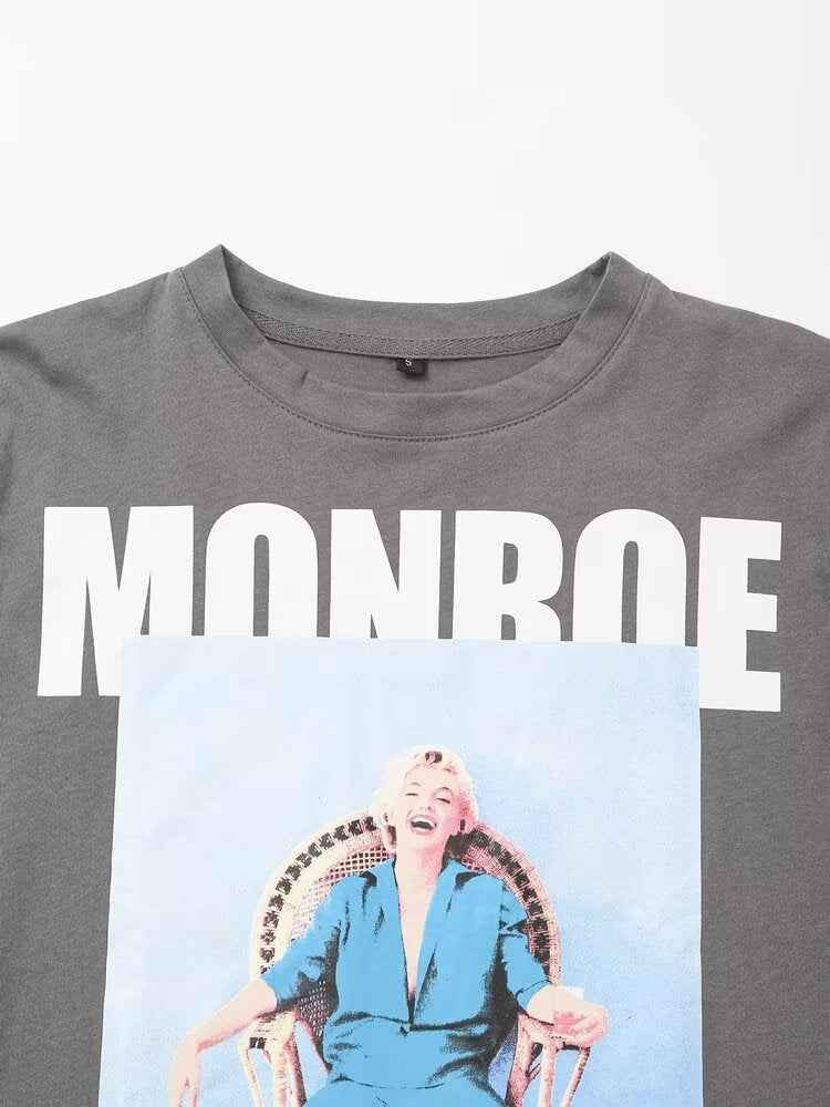 Summer Women Clothing All Match Loose Simple Printed T shirt