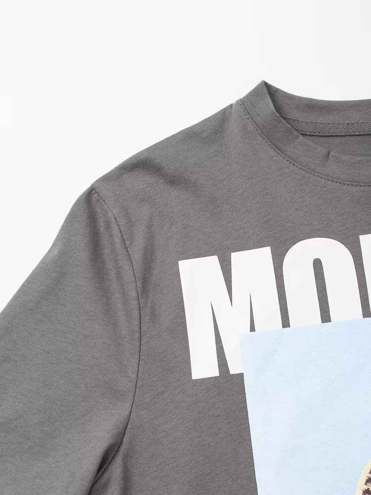 Summer Women Clothing All Match Loose Simple Printed T shirt