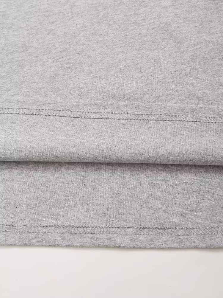 Summer Women Clothing Fashionable Simple Gray All Match Printed T shirt
