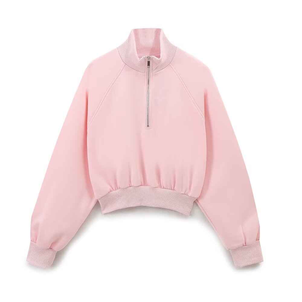 Autumn Women Zipper Ornament Flannel Sweatshirt Skirt Sets