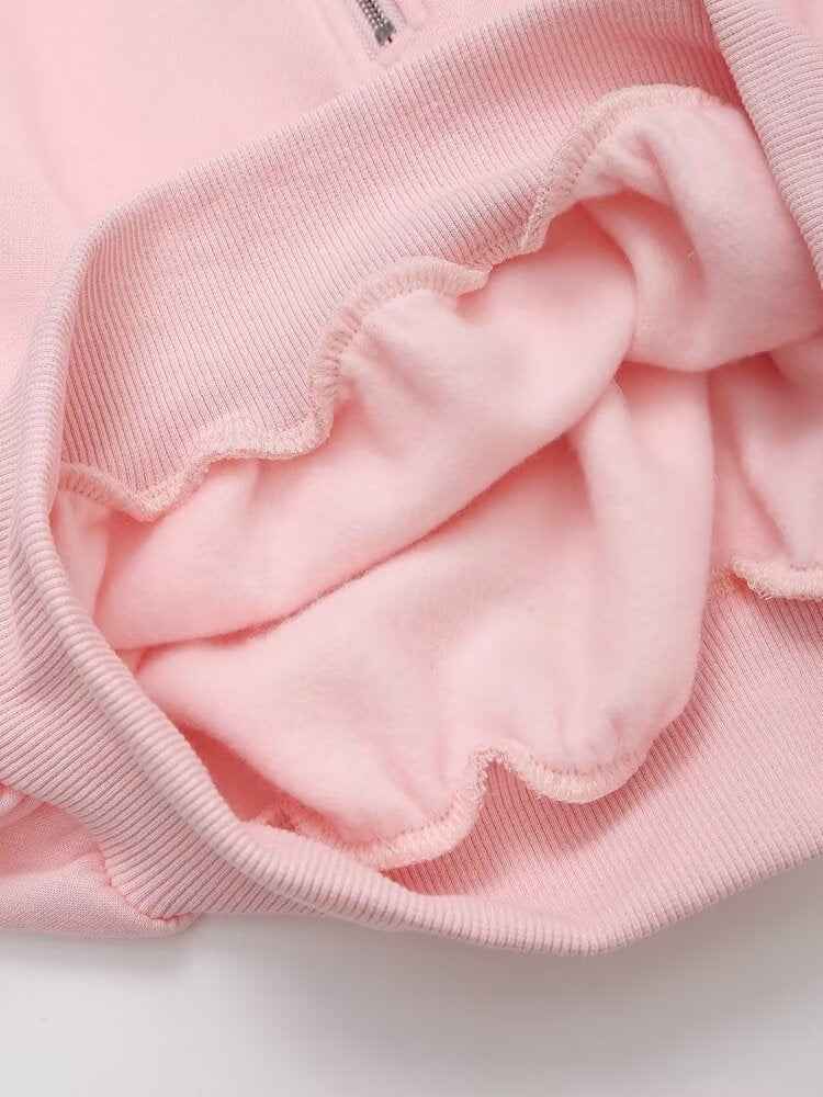 Autumn Women Zipper Ornament Flannel Sweatshirt Skirt Sets