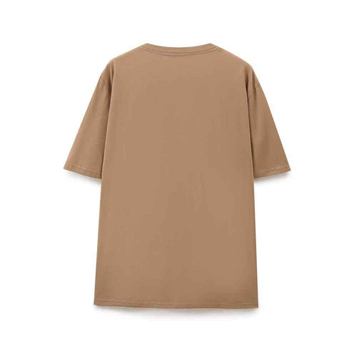 Abstract Landscape Photo Print round Neck Brown Short Sleeve T shirt
