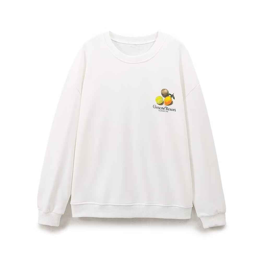 Autumn Clothing Casual Fruit Printed Loose Long Sleeves T shirt Top