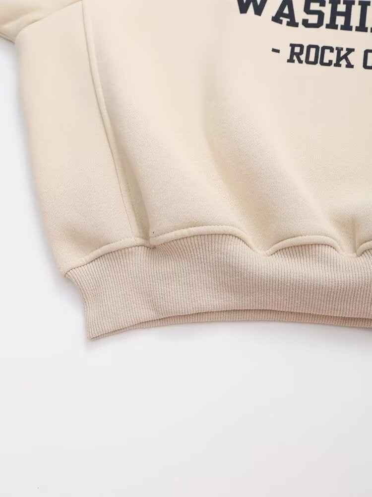 College Loose All Match Letters Printed round Neck Long Sleeve Sweatshirt
