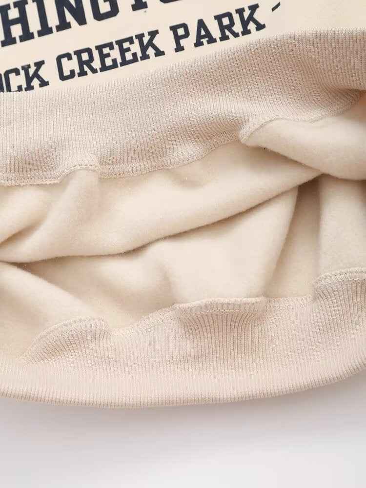 College Loose All Match Letters Printed round Neck Long Sleeve Sweatshirt