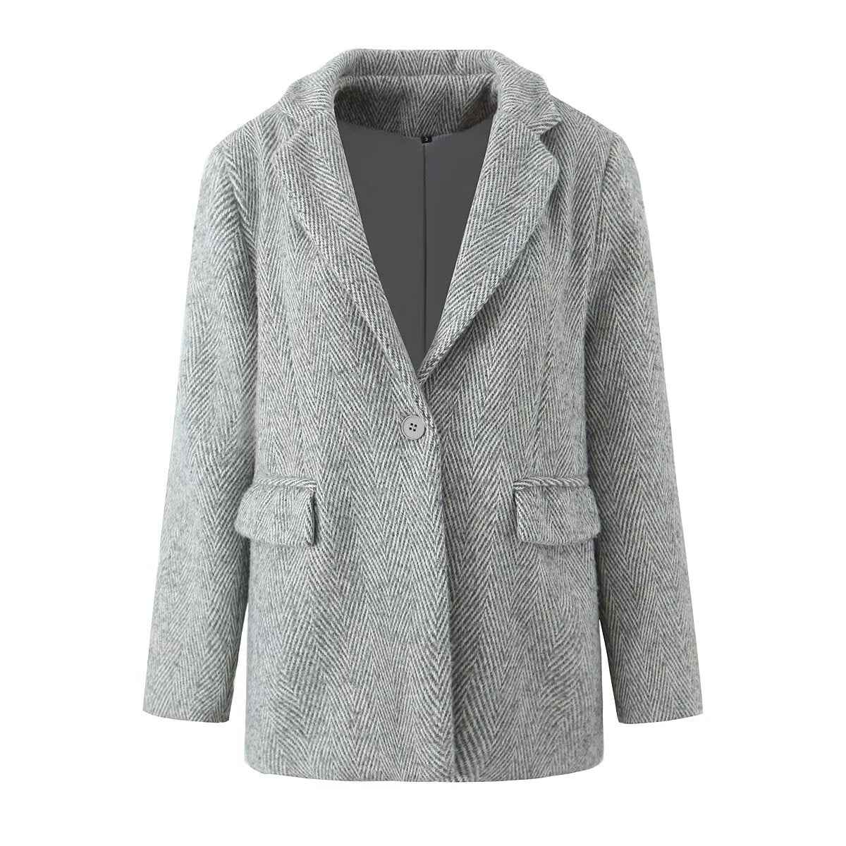 Autumn Winter Two Colors Woolen Coat A line High Waist Skirt Set