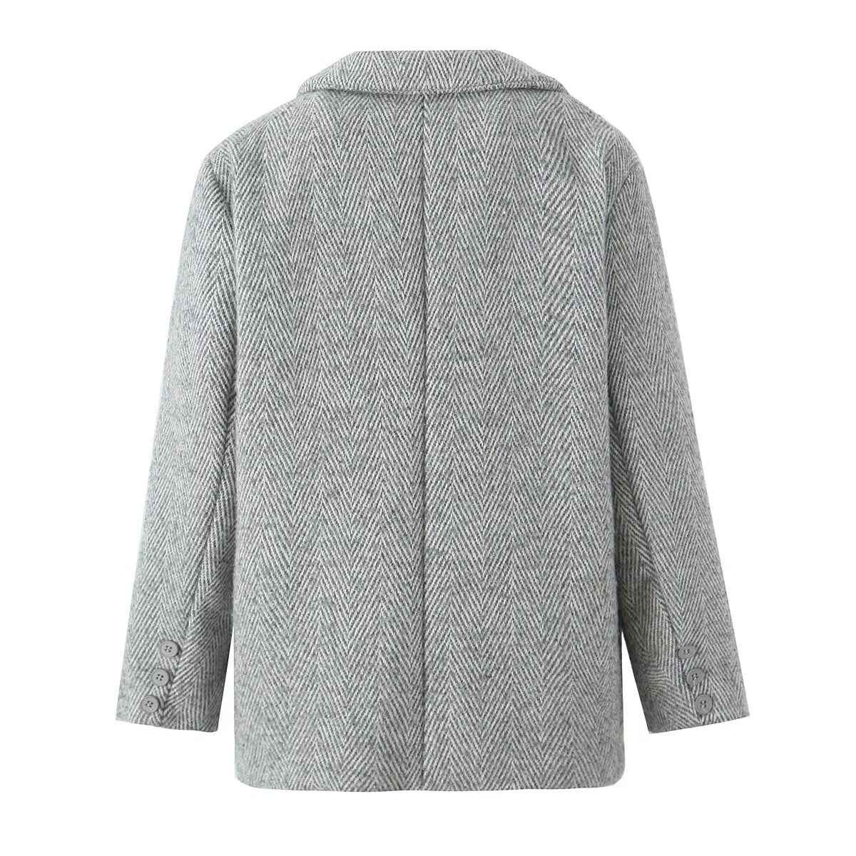 Autumn Winter Two Colors Woolen Coat A line High Waist Skirt Set