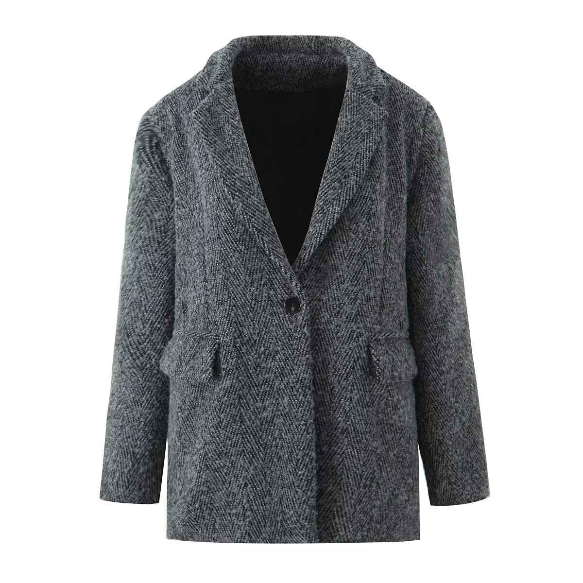 Autumn Winter Two Colors Woolen Coat A line High Waist Skirt Set