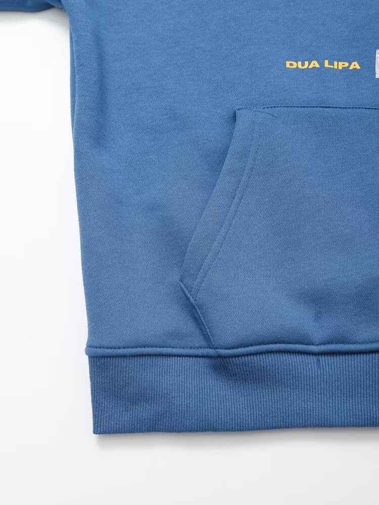 French Casual Loose Idle Sense Letter Graphic Printed Hooded Long Sleeve Sweatshirt