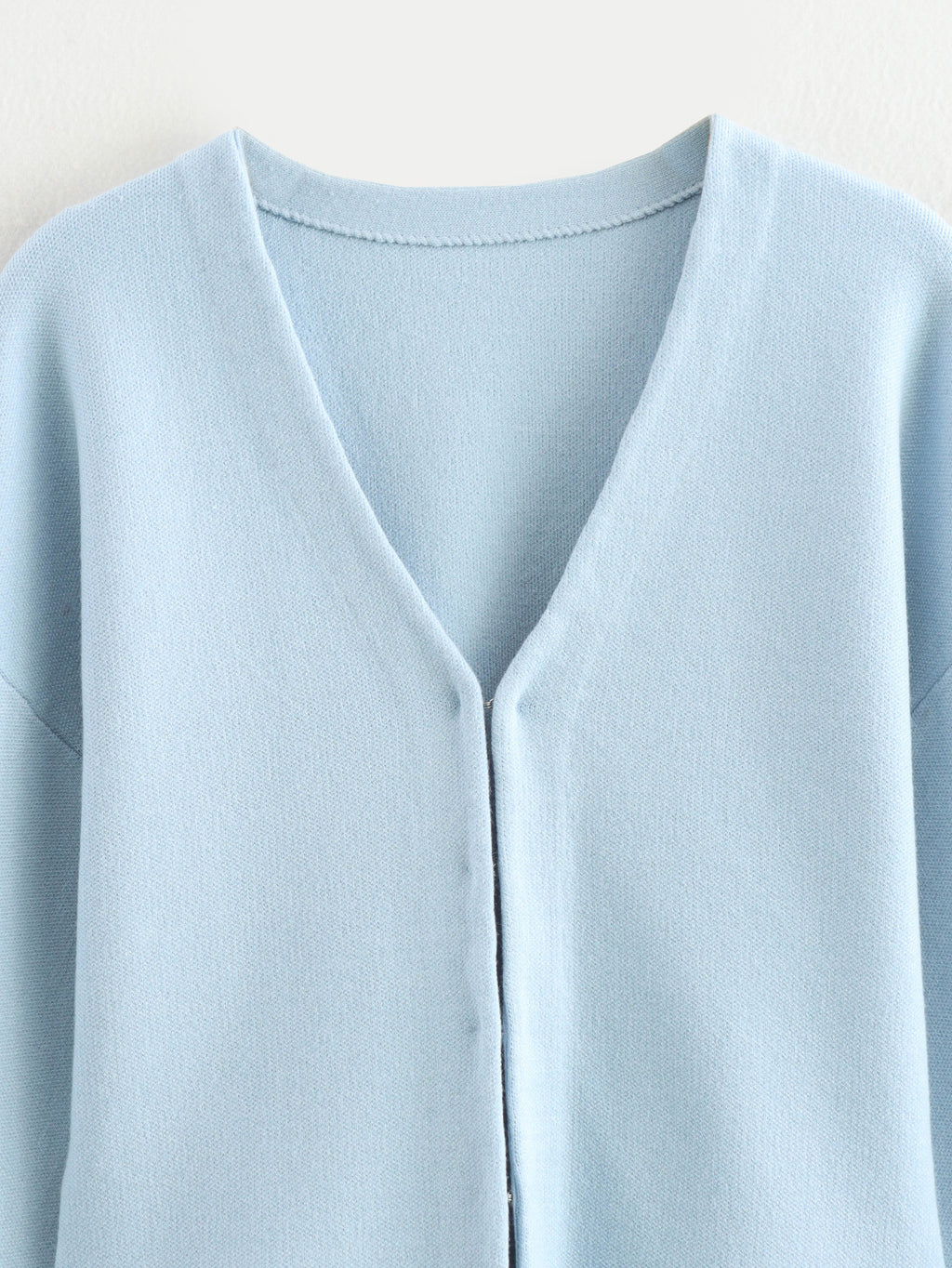 Women Clothing V neck Long Sleeve Simple Knitting Slim Jacket Plain Stitch Mini Skirt - ALZO