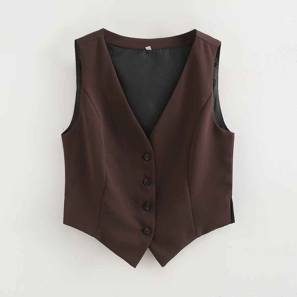 Fall Sets Women Clothing Side Slit Vest Wide Leg Pants