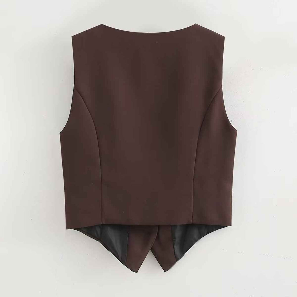 Fall Sets Women Clothing Side Slit Vest Wide Leg Pants