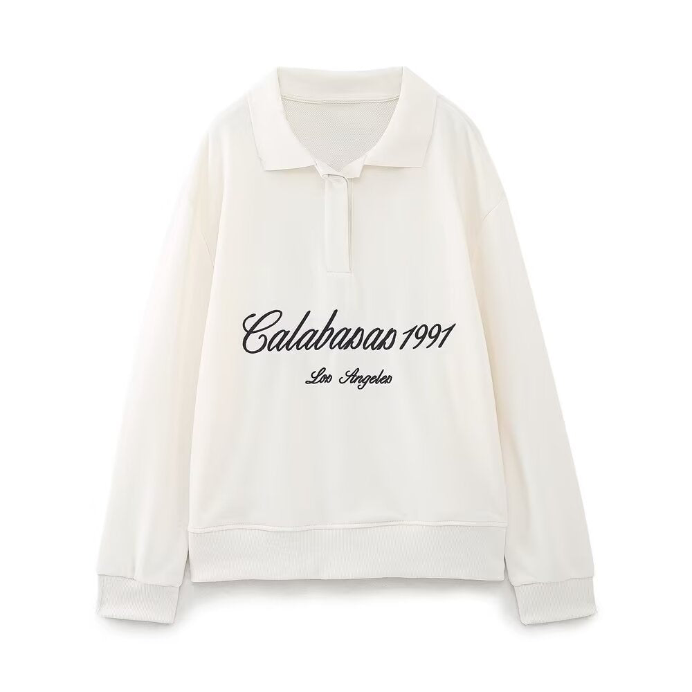 Spring Casual Collared Classic Printed All Matching Sweatshirt - ALZO
