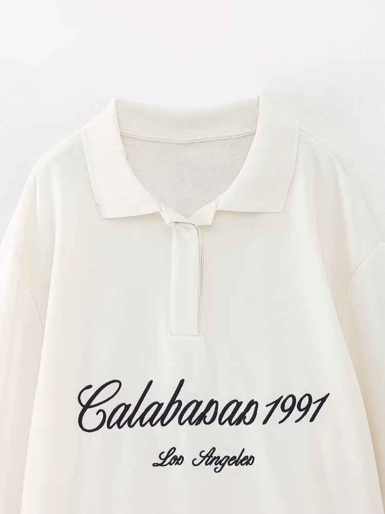 Spring Casual Collared Classic Printed All Matching Sweatshirt