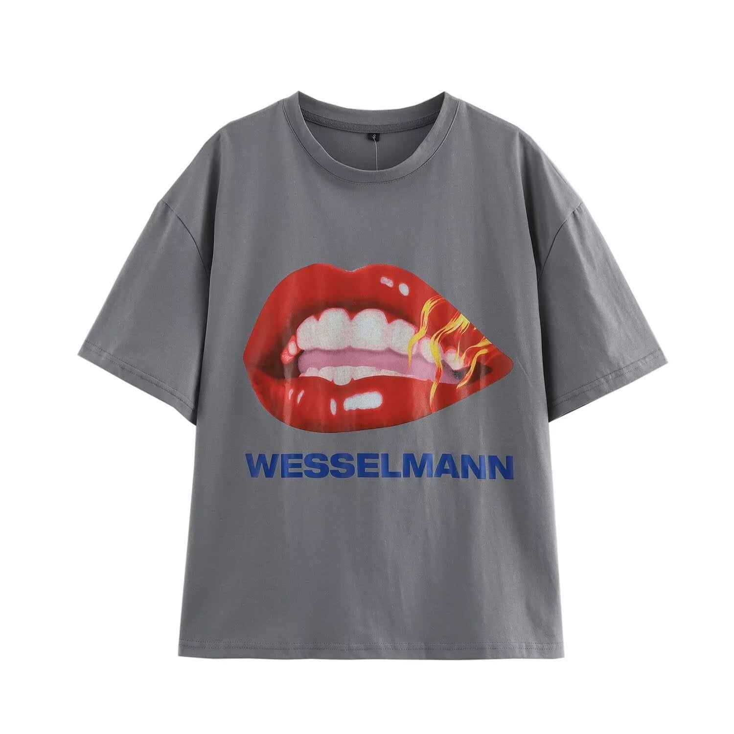 Women Clothing Stylish Simple Printed Short Sleeved T shirt