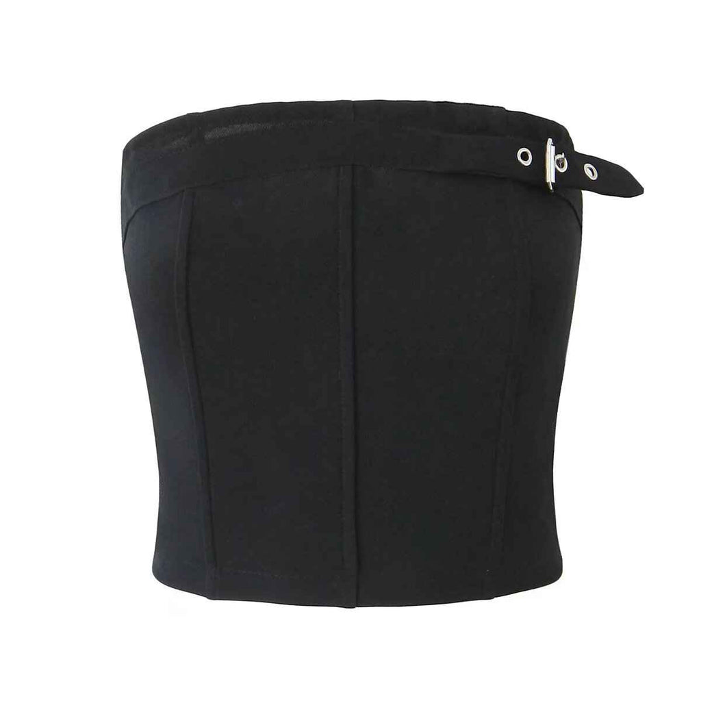 Tube Top with Ornament Top Short Vest Low Waist Anti Exposure Pleated Skirt Sexy Set