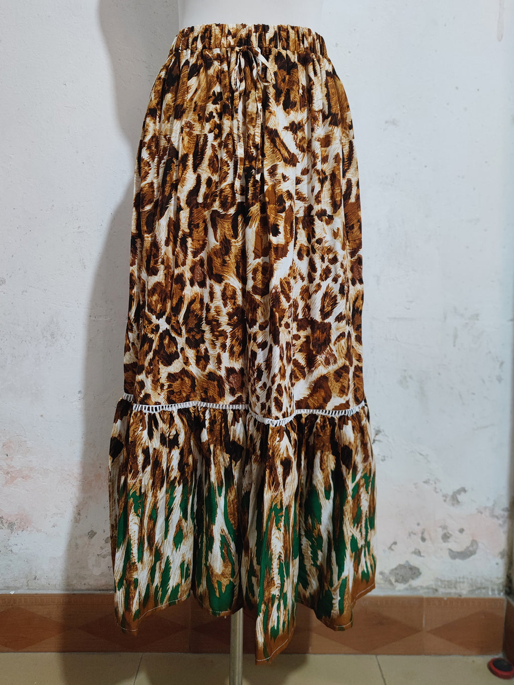 Women Leopard Print Printed Bohemian Holiday Skirt Seaside Beach Skirt - ALZO